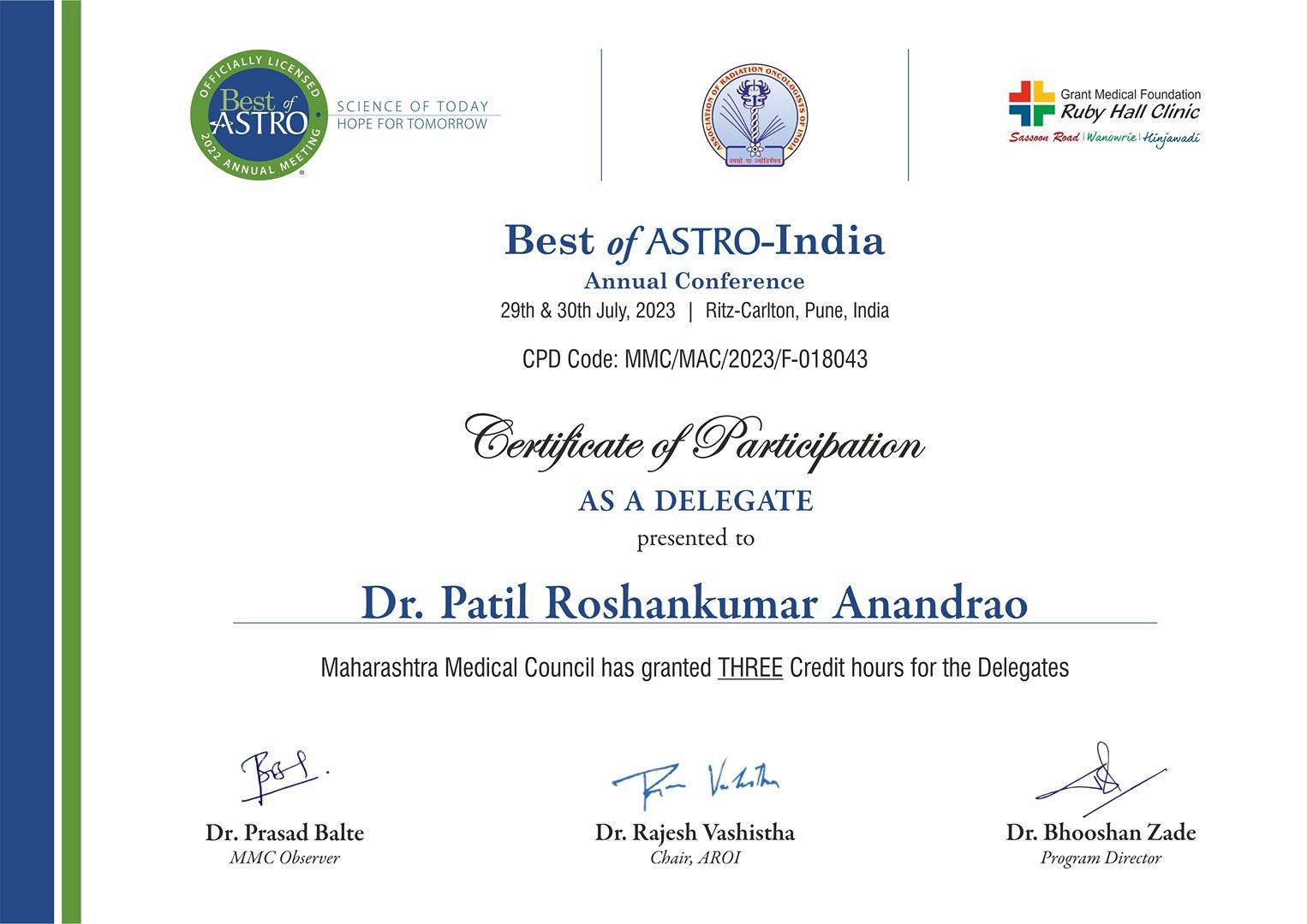 EDelegate in Best of ASTRO India 2023