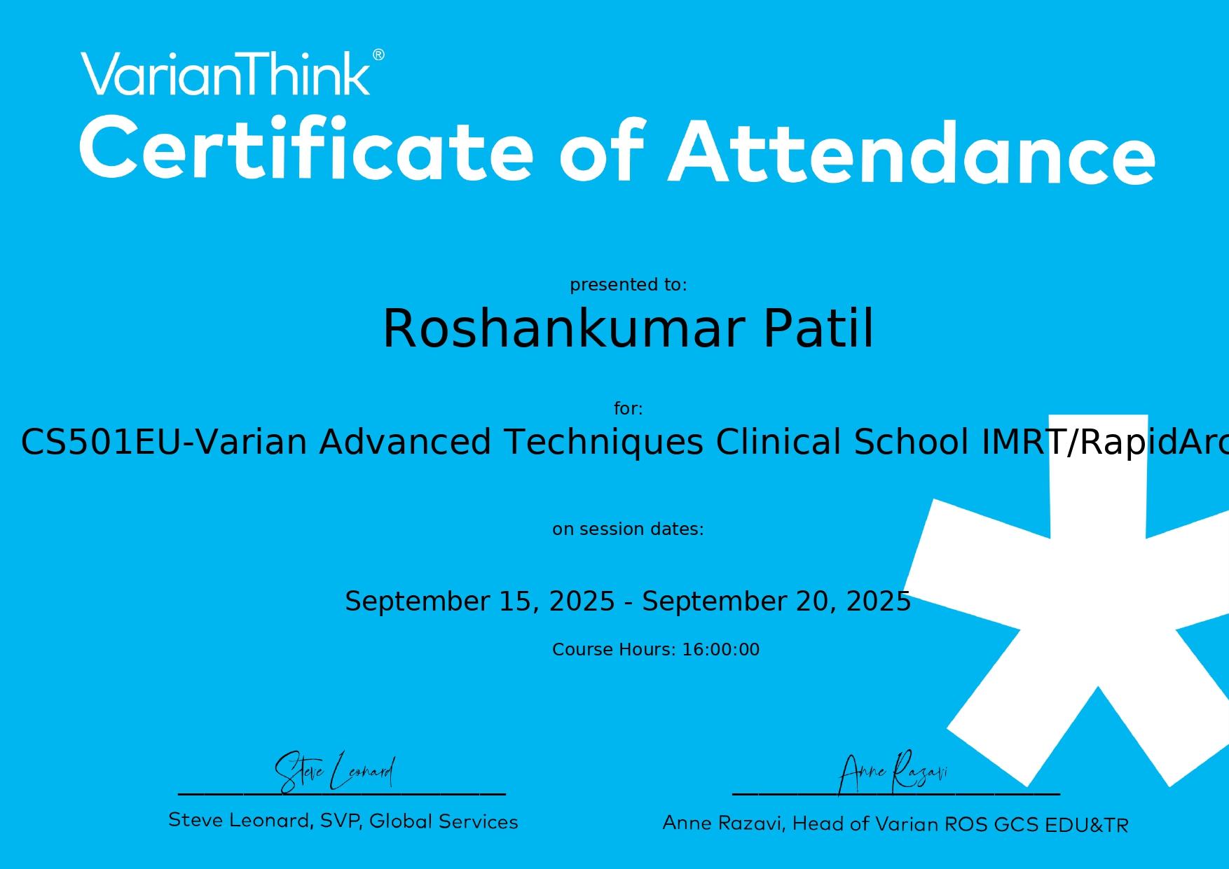 Varian's Advanced Technique IMRT Rapid Arc Clinical Discussion